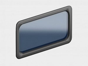 Окно акриловое 635х330, черное, промышленное (арт. DH85603). Специальная конструкция обеспечивает плотное прилегание к полотну ворот, что защищает его от  промерзания и теплопотери. Окантовка черного цвета.
